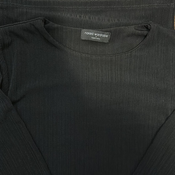 Naked Wardrobe Figure It All Out Long Sleeve Dress in Black - Picture 3 of 3